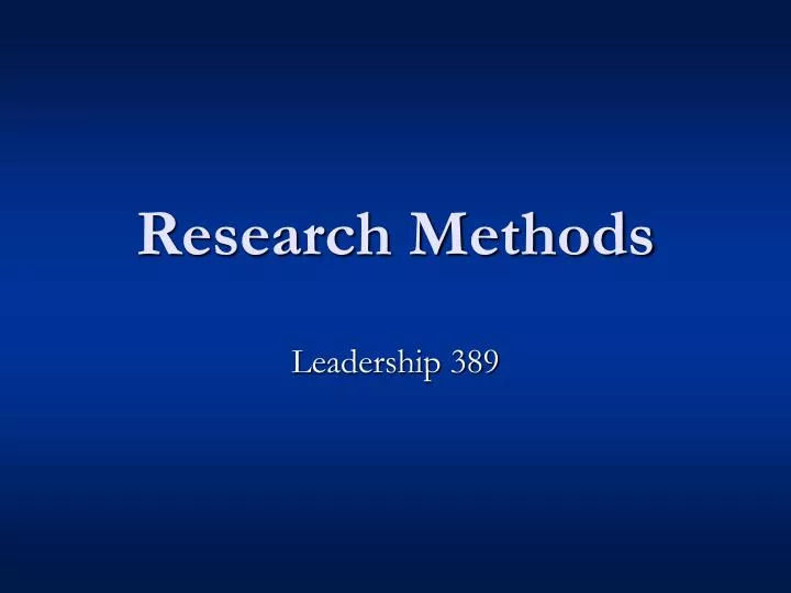 research methods