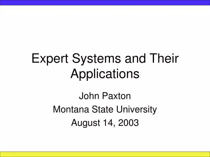 expert systems and their applications