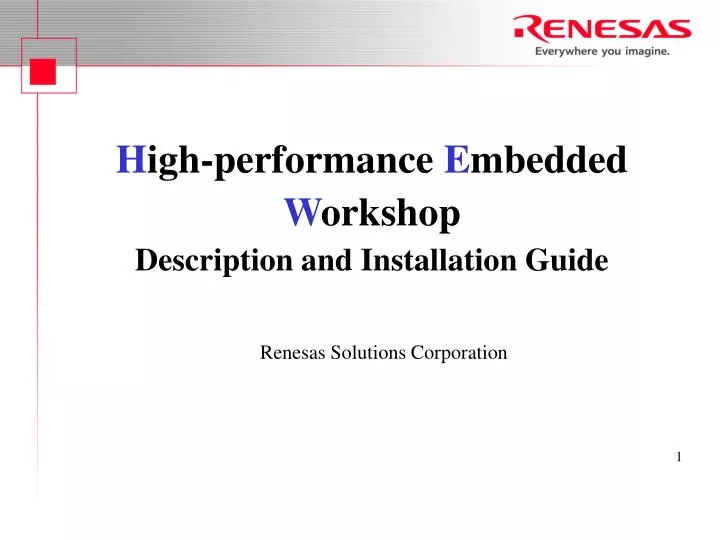 h igh performance e mbedded w orkshop description and installation guide