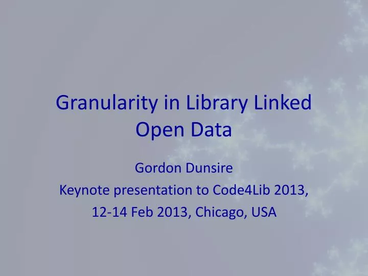 granularity in library linked open data