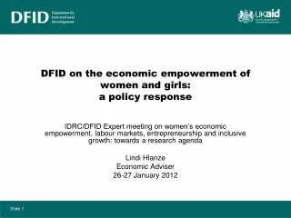 DFID on the economic empowerment of women and girls: a policy response