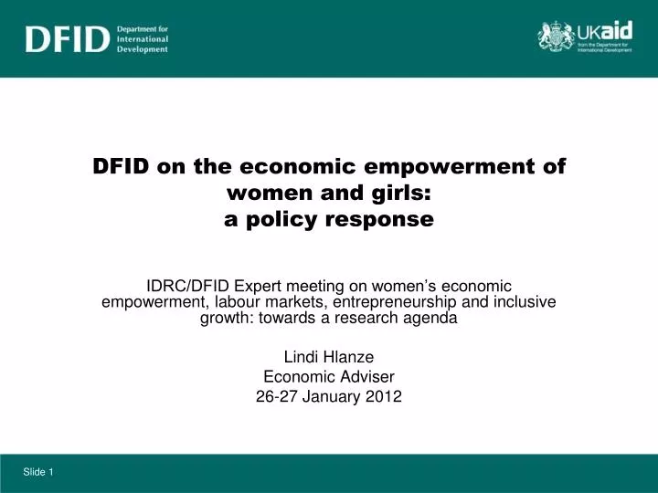 dfid on the economic empowerment of women and girls a policy response
