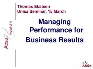 Thomas Eksteen Unisa Seminar, 15 March