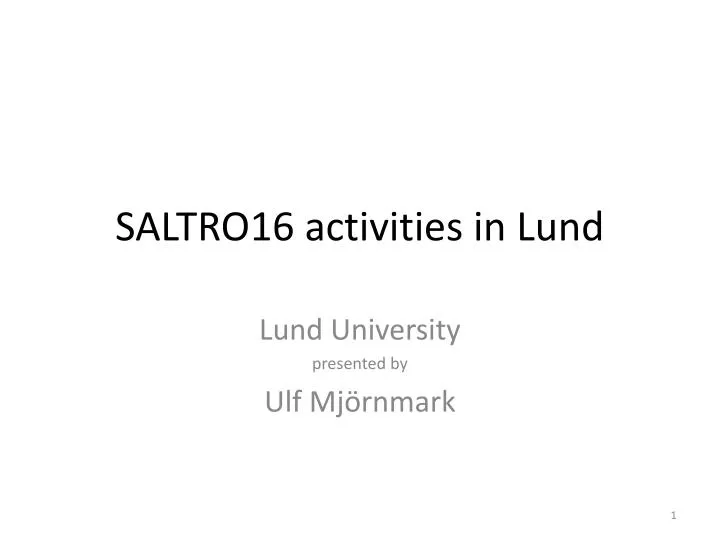 saltro16 activities in lund