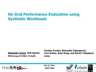 On Grid Performance Evaluation using Synthetic Workloads