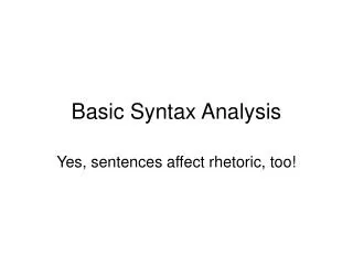 Basic Syntax Analysis