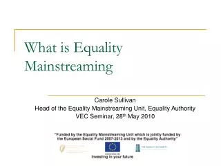 What is Equality Mainstreaming