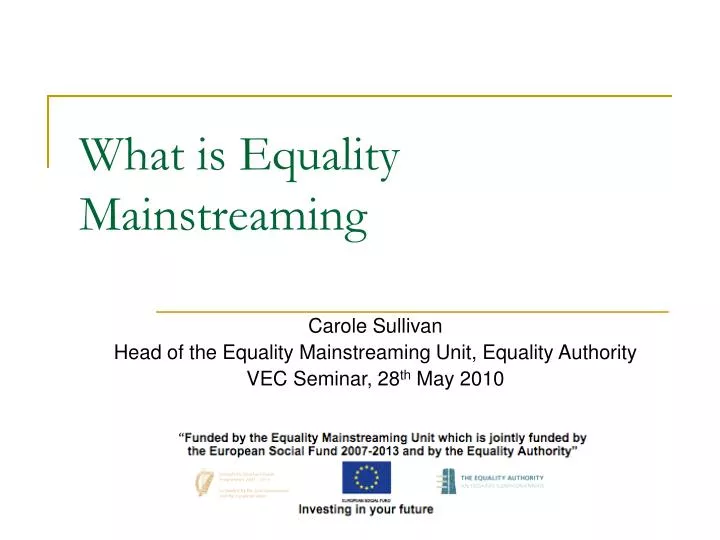 what is equality mainstreaming