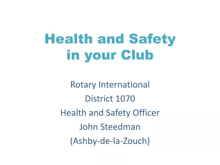 health and safety in your club