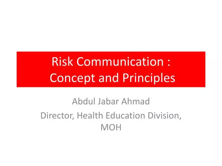 risk communication concept and principles