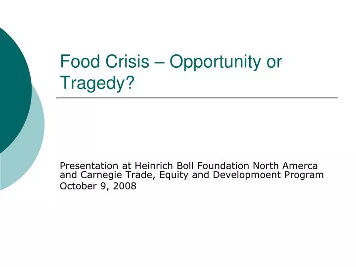 food crisis opportunity or tragedy