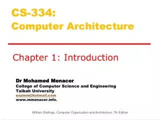 Dr Mohamed Menacer College of Computer Science and Engineering Taibah University eazmm@hotmail.com www.mmenacer.info.