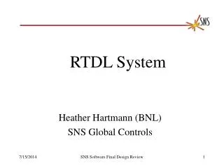 Heather Hartmann (BNL) SNS Global Controls