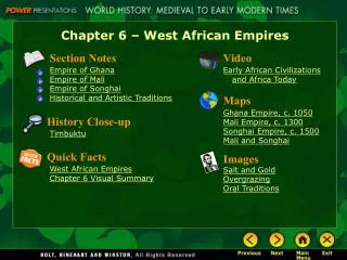 Chapter 6 – West African Empires