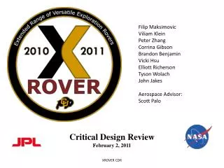 Critical Design Review February 2, 2011