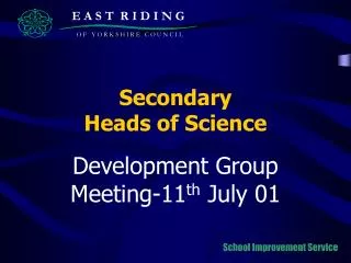Secondary Heads of Science
