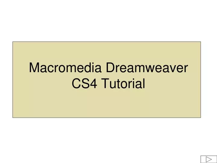 macromedia dreamweaver cs4 tutorial