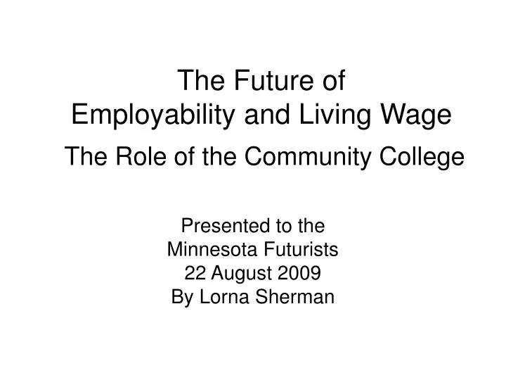 the future of employability and living wage the role of the community college