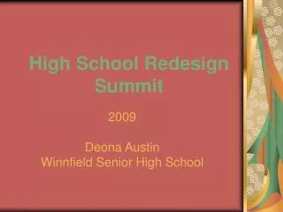 High School Redesign Summit