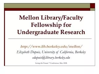 Mellon Library/Faculty Fellowship for Undergraduate Research