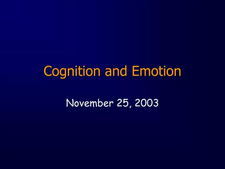 cognition and emotion