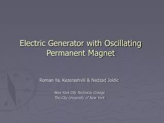 Electric Generator with Oscillating Permanent Magnet