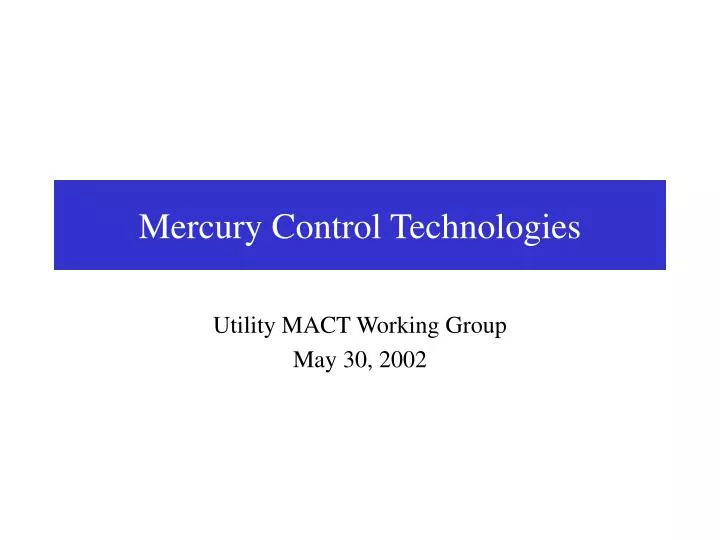 mercury control technologies