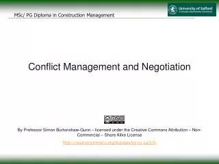 Conflict Management and Negotiation