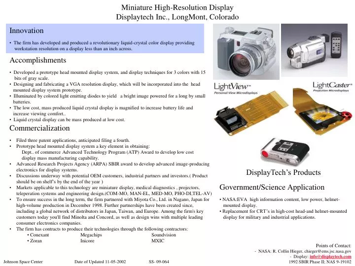 miniature high resolution display displaytech inc longmont colorado