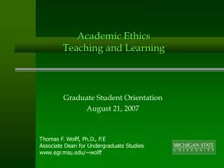 Academic Ethics Teaching and Learning