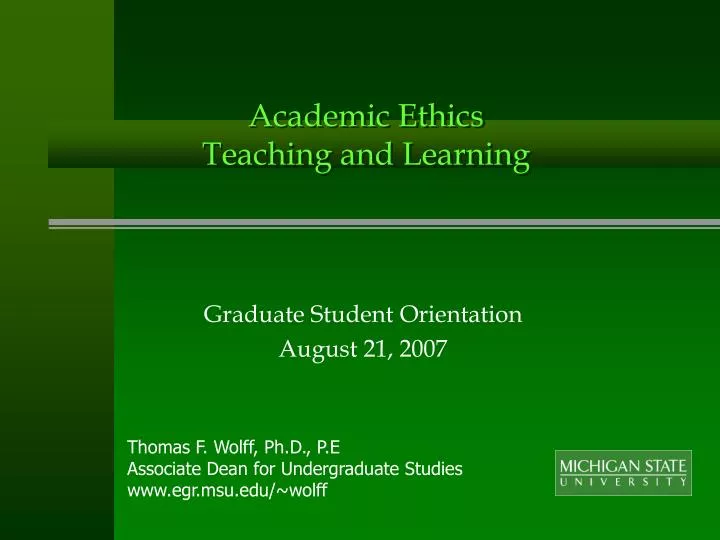 academic ethics teaching and learning