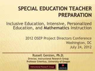 Special Education Teacher Preparation