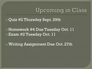 Upcoming in Class