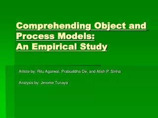 Comprehending Object and Process Models: An Empirical Study