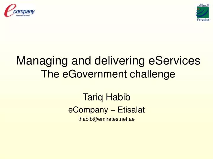 managing and delivering eservices the egovernment challenge