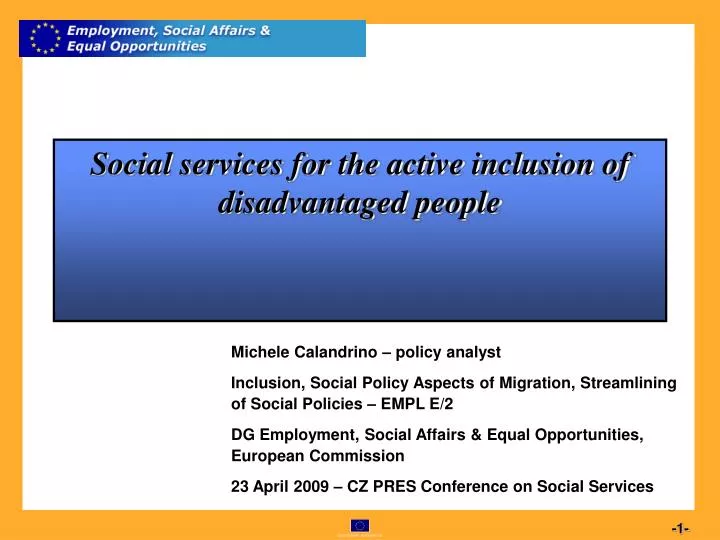 social services for the active inclusion of disadvantaged people