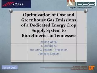 Optimization of Cost and Greenhouse Gas Emissions of a Dedicated Energy Crop Supply System to Biorefineries in Tennesse