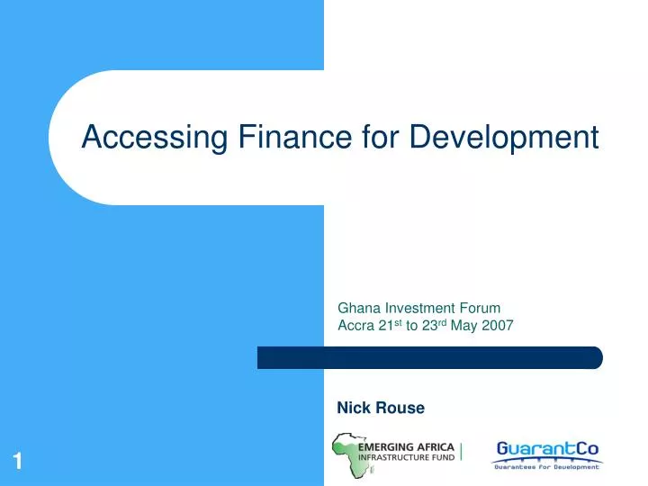 accessing finance for development