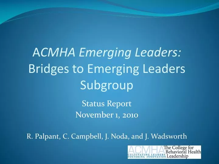 a cmha emerging leaders bridges to emerging leaders subgroup