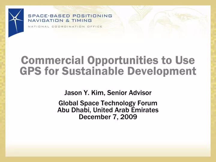 commercial opportunities to use gps for sustainable development