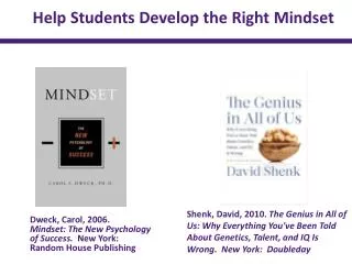 Dweck, Carol, 2006. Mindset: The New Psychology of Success. New York: Random House Publishing
