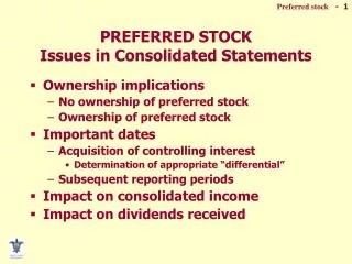 PREFERRED STOCK Issues in Consolidated Statements