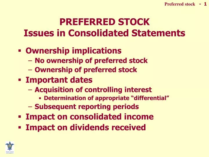 preferred stock issues in consolidated statements