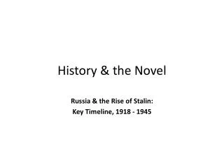 History &amp; the Novel