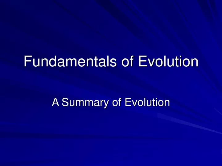 fundamentals of evolution