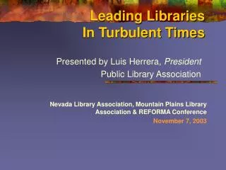 Leading Libraries In Turbulent Times