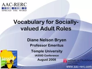 Vocabulary for Socially-valued Adult Roles