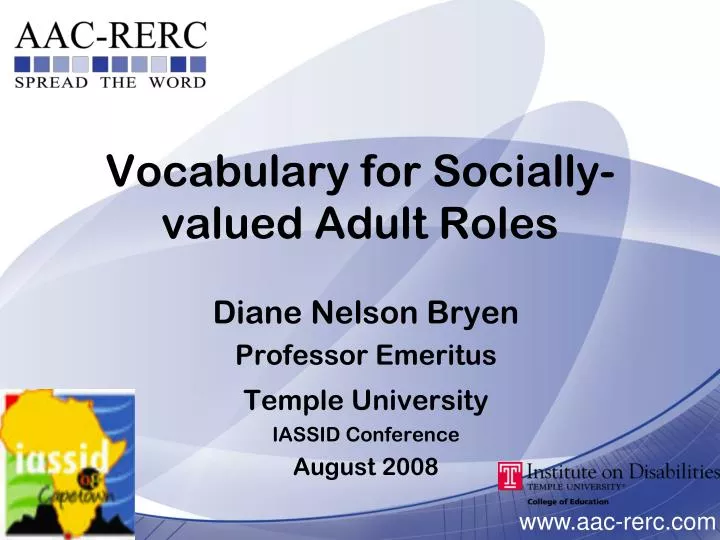 vocabulary for socially valued adult roles