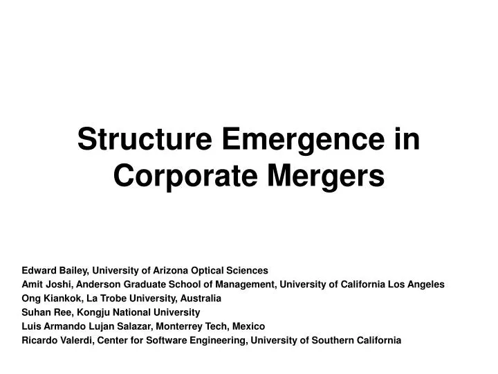 structure emergence in corporate mergers