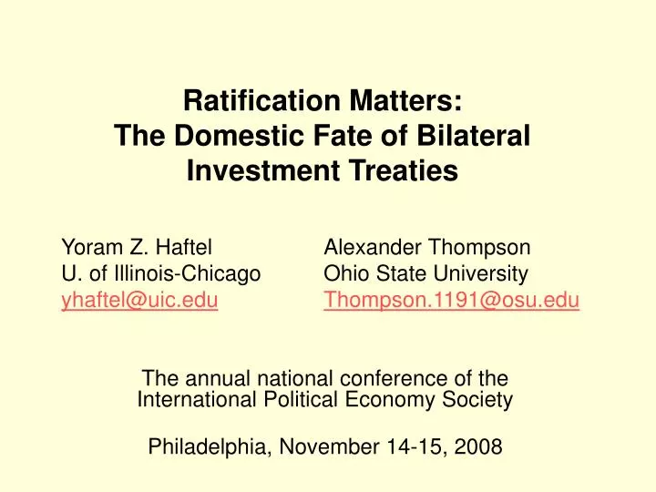 ratification matters the domestic fate of bilateral investment treaties